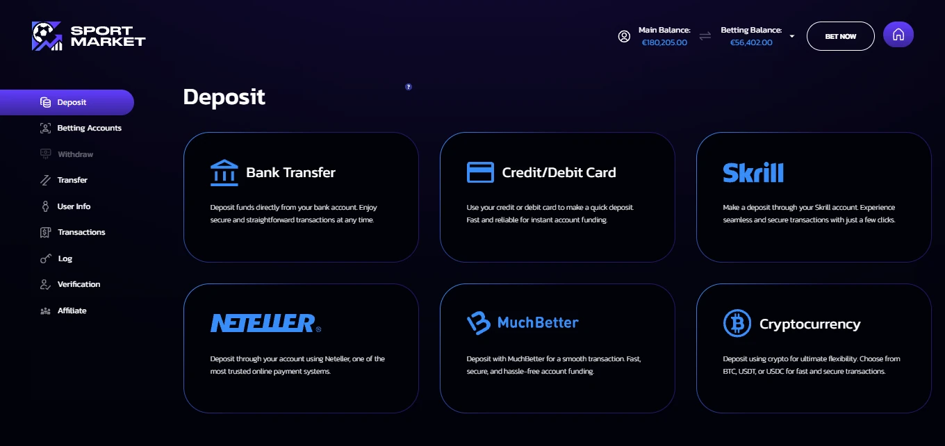 SportMarket broker dashboard — multi-venue arbitrage