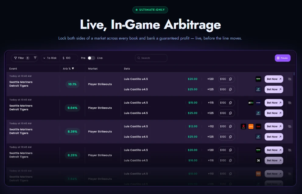 Live Odds Arbitrage Mobile App